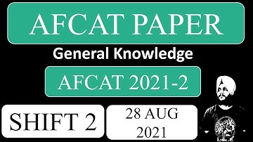 AFCAT 2 2021 Analysis | AFCAT 28th August1 Shift 2 | GK Answer Key | AFCAT 2021| by Balwinder Singh