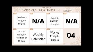 Weekly Calendar: January - Week 4