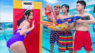 CRAZY MONKEY vs POOL GIRL PRANK  BATTLE NERF Dr iRGirl Pool FUNNIEST FOOD CONFRONTATION PRANK VTL