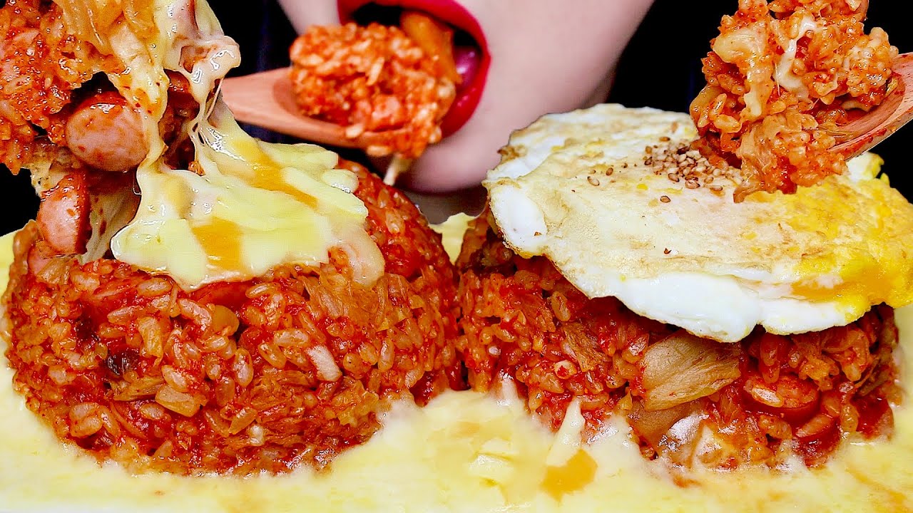 ASMR KIMCHI FRIED RICE WITH CHEESE 치즈 김치볶음밥 MUKBANG EATING SOUND NO TALKING