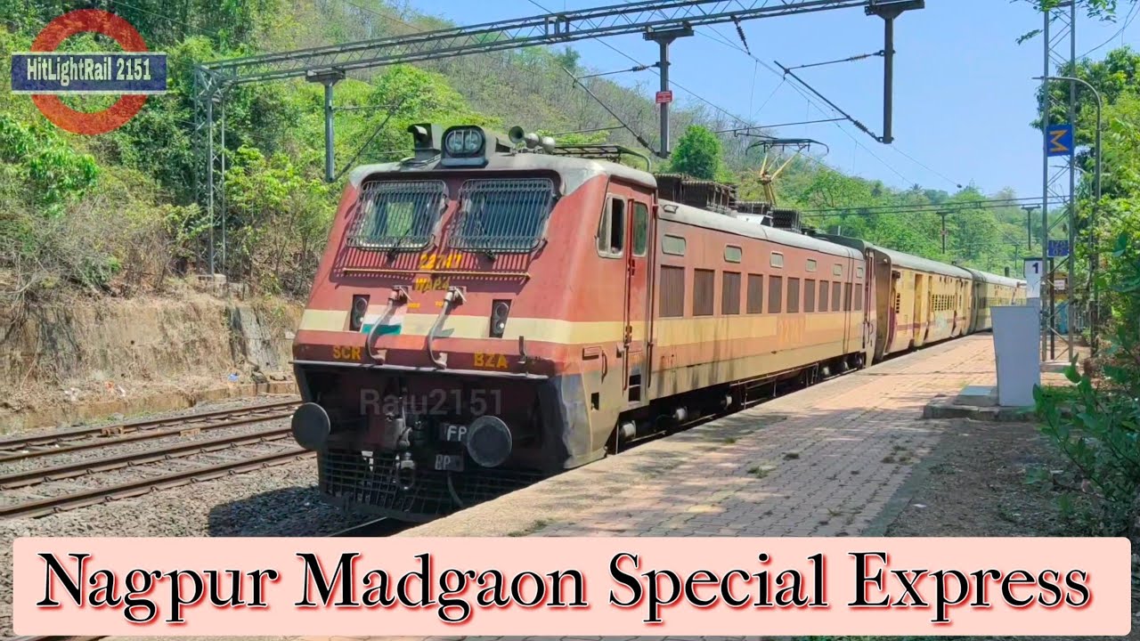 Sangameshwar Railway Station Electric Loco 01139 Nagpur-Madgaon Special ...