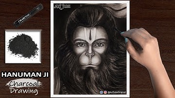 How to Draw Lord Hanuman ji | Realistic Charcoal Drawing - Easy Hanuman ji face Drawing Step by Step