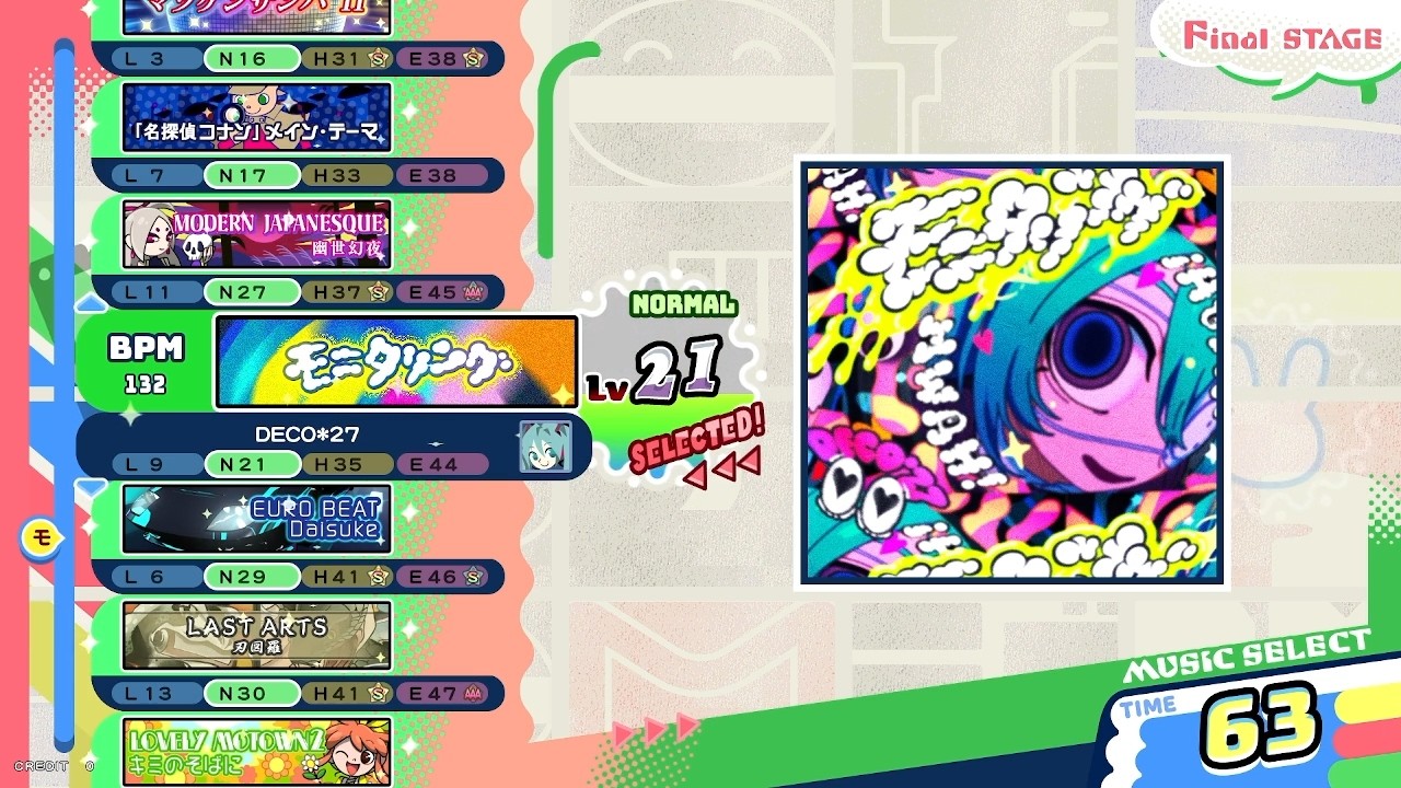 [pop'n music High☆Cheers!!] モニタリング N 正規/鏡 パーフェクト