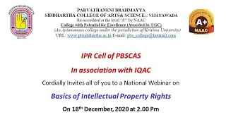 National Webinar on Basics of Intellectual Property Rights