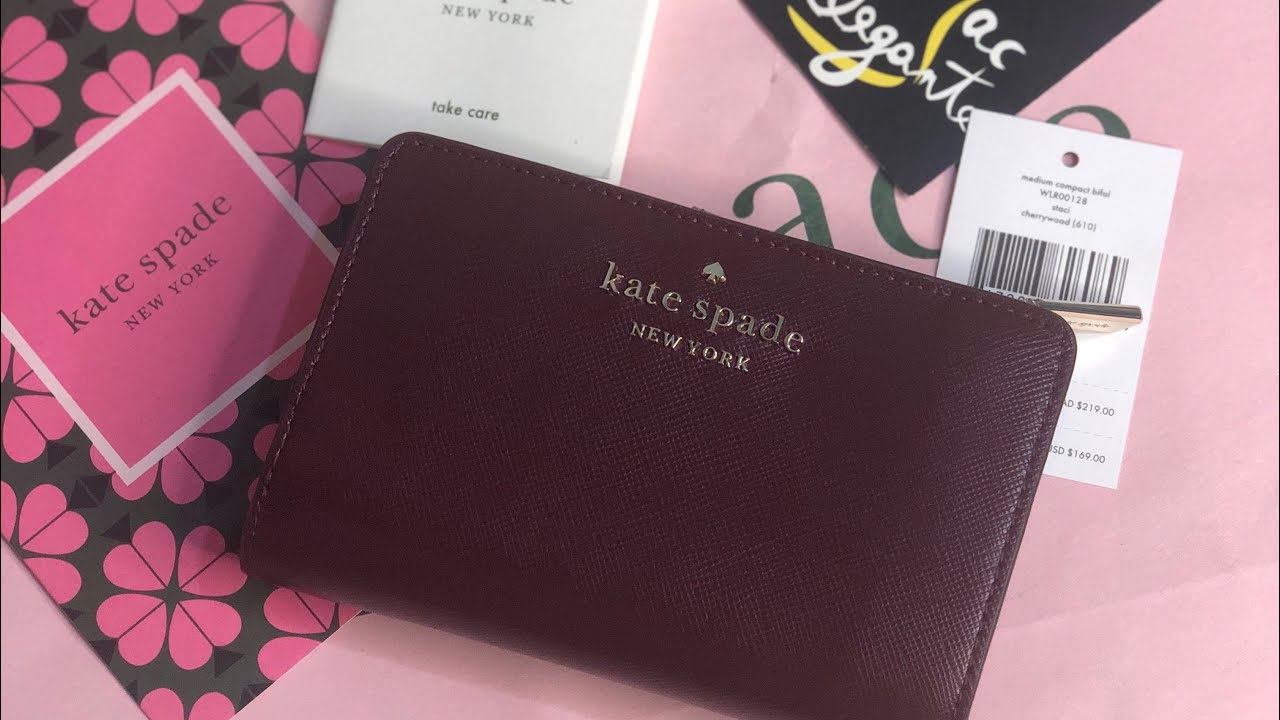 Kate Spade Staci compact bifold wallet cherrywood 