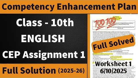 Class 10th English CEP Assignment 1 2025 | Class 10th English CEP Worksheet 1 full solution 2025