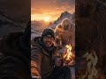 Surviving a Night with Yeti ❄️😳 | Time Travel AI Horror Vlog #shorts