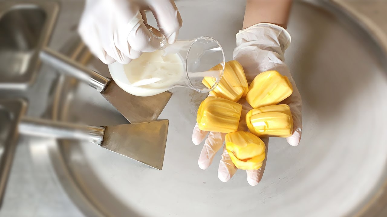 ASMR - Jack Fruit Ice Cream Rolls | |oddly satisfying fast ASMR with intense Sounds