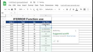 IFERROR  Function use in Google Sheet  #excelkiduniya8413 ​ ​ @excelkiduniya8413​