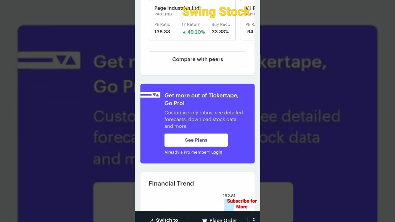 SBC export Swing Stock for Short Term