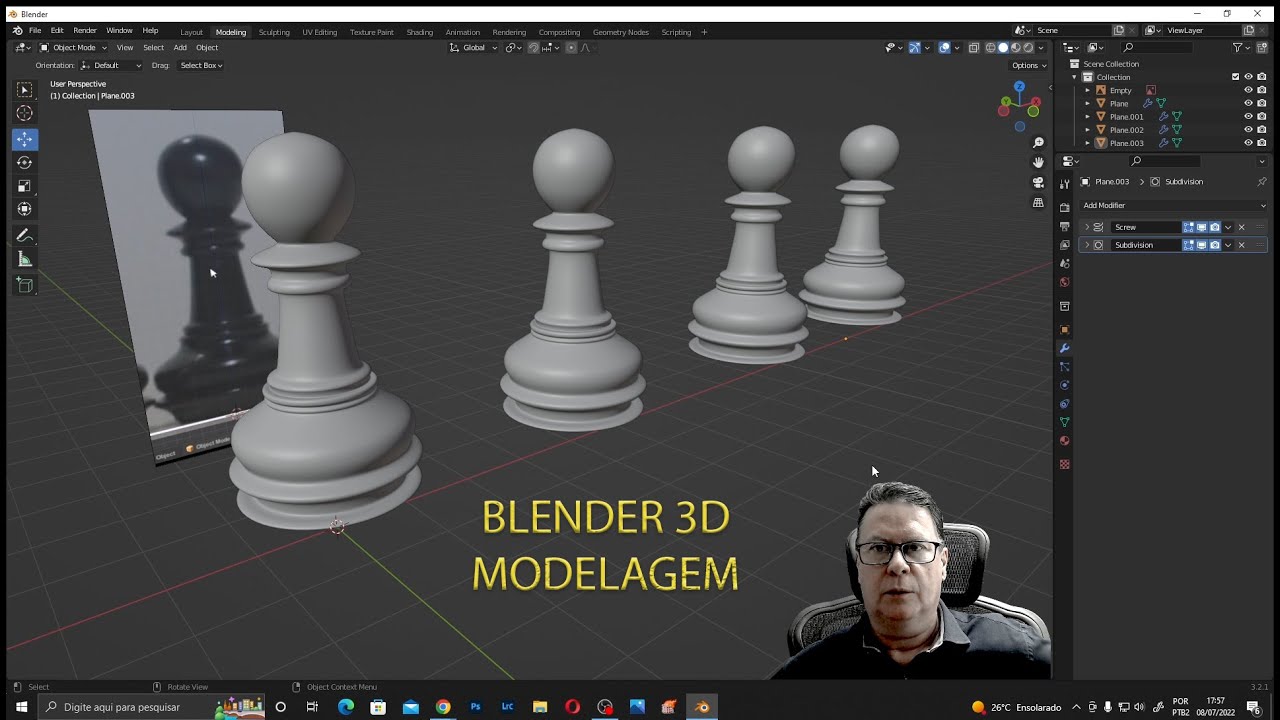 Peça de xadrez - Peão, 3D CAD Model Library