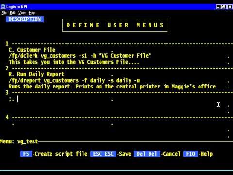 Filepro - Chapter 6 Define Menus Command Line