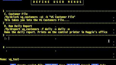 Filepro - Chapter 6 Define Menus Command Line