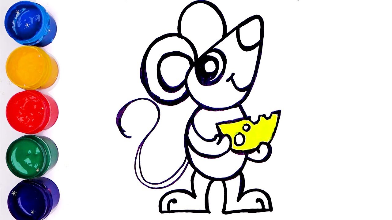 Drawing little mouse and Coloring with Paint for Kids Children Julia Toy Art