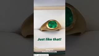 How it’s made Colombian emerald Cushion cut solitaire signet mens matte finish 18K ring