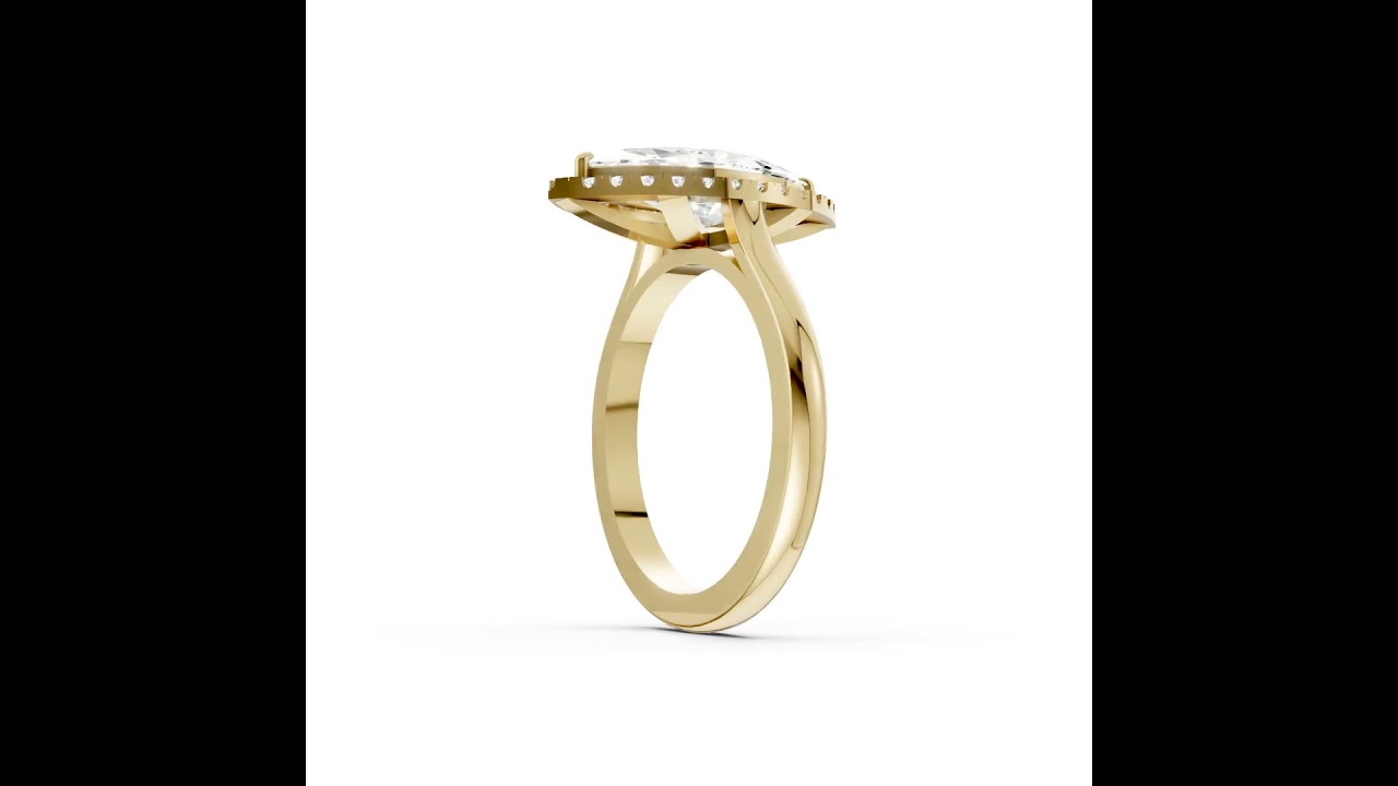 Marquise Brilliant Cut Halo Diamond Cathedral Shank Ring