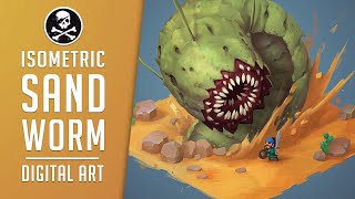 ISOMETRIC SANDWORM in Photoshop! Digital Drawing Process ● SephirothArt