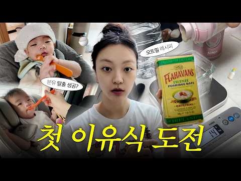 드디어 이유식 시작..! | 밥 이유식 | 6개월아기👶🏻