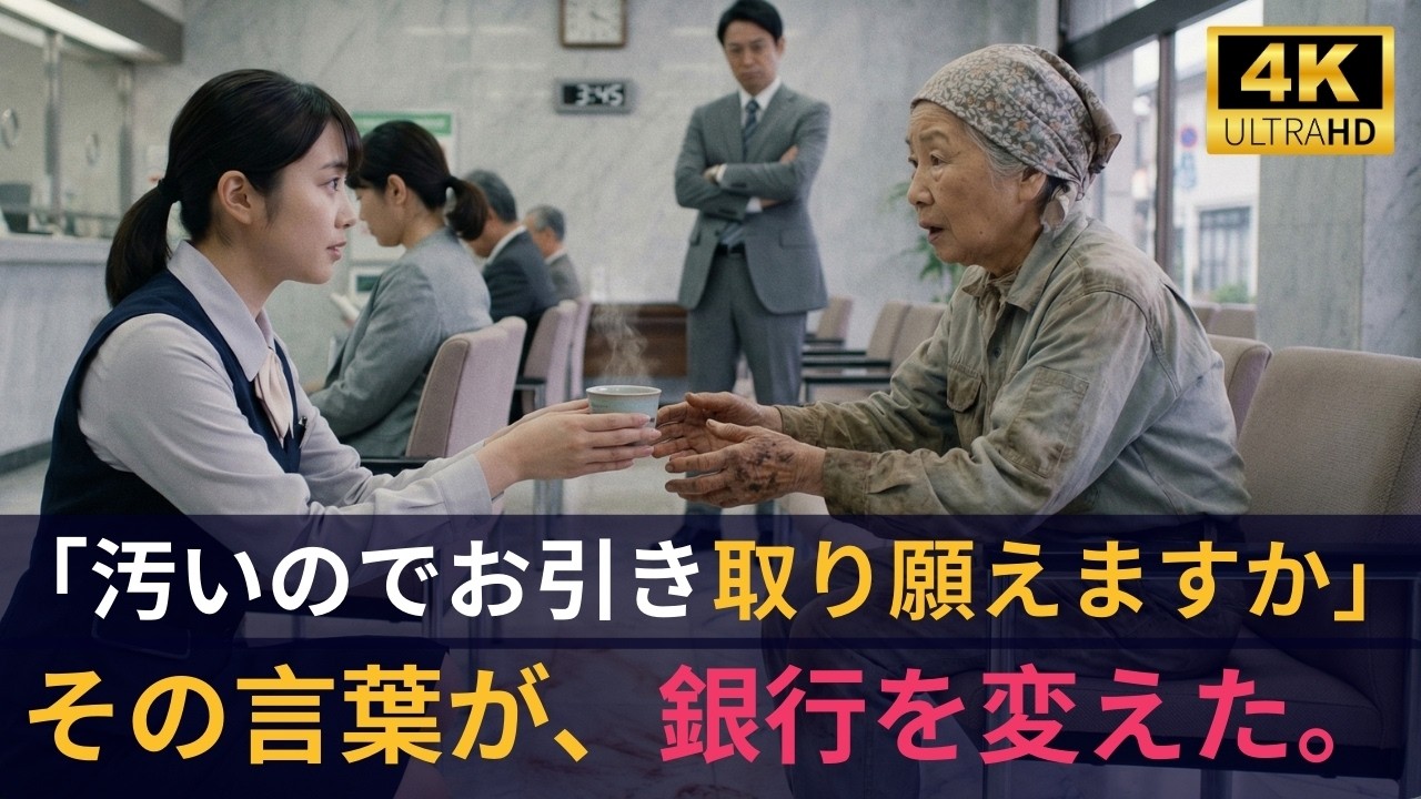 「汚いのでお引き取り願えますか」銀行員が泥だらけの老婆を追い返した→新人行員だけが椅子を勧めた→1年後、その老婆の正体が判明した時、銀行全員が言葉を失った