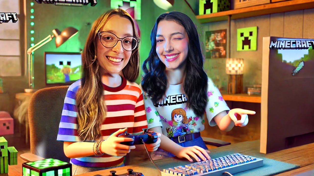ENSINEI MINHA AMIGA A JOGAR MINECRAFT