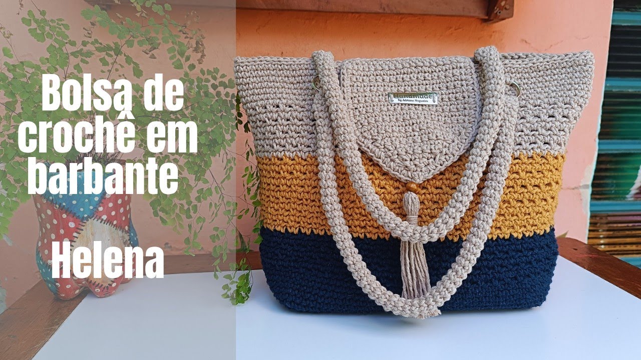 Bolsa de croche Helena em barbante passo a passo