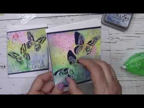 Distress Oxide Ink for a Butterfly Diecut Cardmaking Class - YouTube