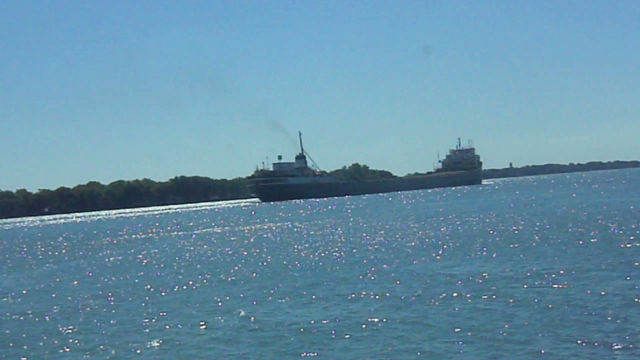 Lower Lakes Towing Freighter Ojibway Sailing Down River