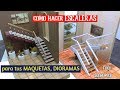 Como hacer ESCALERAS  escuadra y "u"/para MAQUETAS o DIORAMAS/ 2 TIPOS/2019