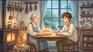 Ghibli-Style ASMR | A Rainy Afternoon Baking Bread with Grandma 🍞🌧️ screenshot 1