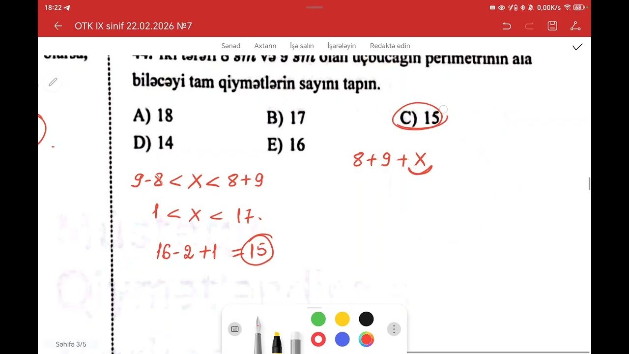 22 fevral, 9-cu sinif. Otk buraxılış sınaq imtahanı suallarının izahı📌✍🏻