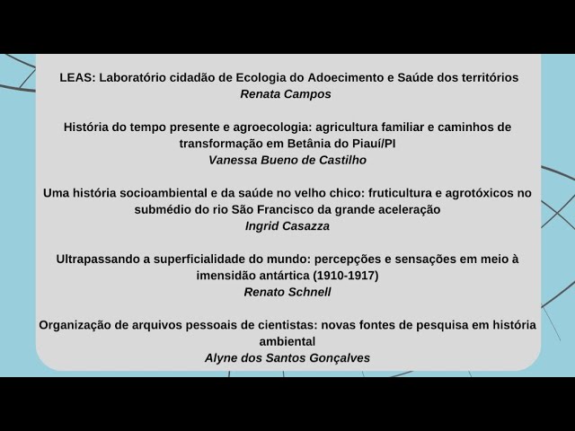 Mesa 03  // III Encontro Virtual de Laboratórios de História Ambiental do Brasil