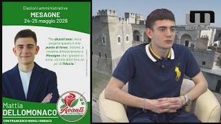 Elezioni Mesagne: Mattia Dellomonaco (Lista "Avanti") si racconta nei nostri studi.