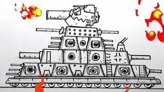 💥วาดรูปรถถัง🔥How to draw cartoon monster tank