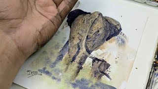 Using My PALM to Paint? 🐘 Creative Watercolor Elephant Texture!