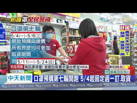 20200504中天新聞　口罩預購第七輪開跑　5/4起固定週一訂、取貨