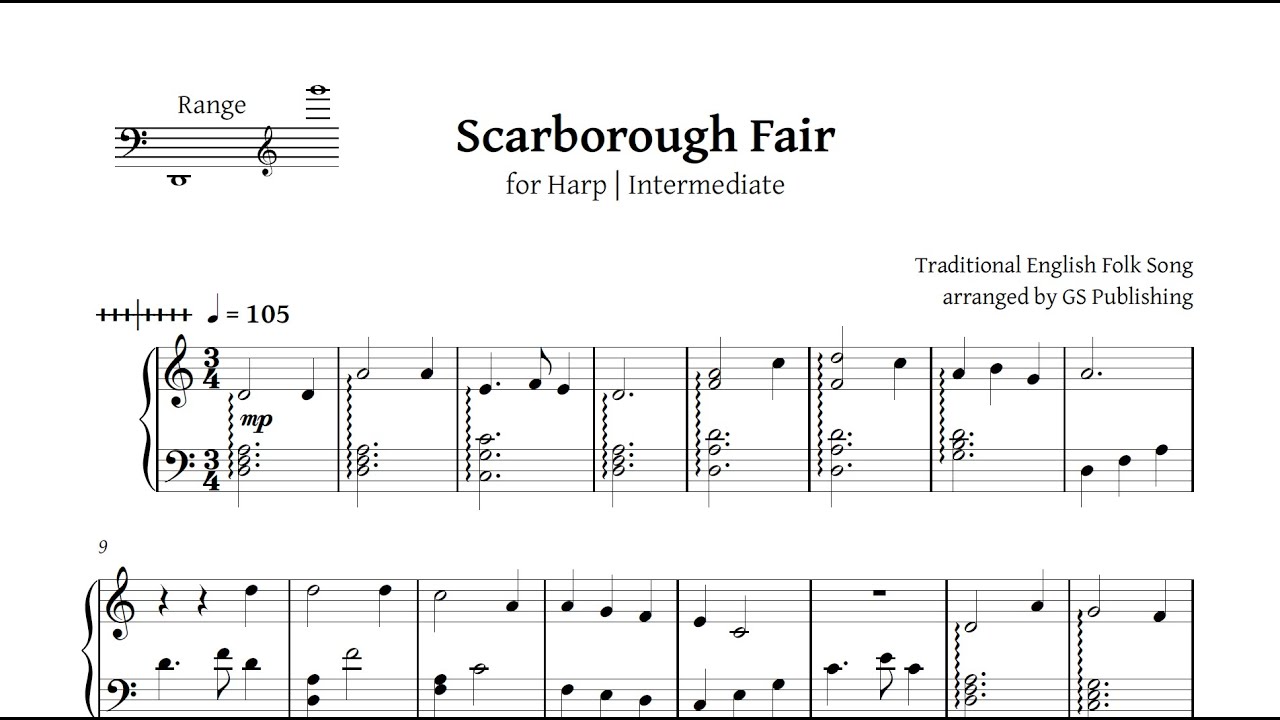 Scarborough Fair for Harp Intermediate YouTube