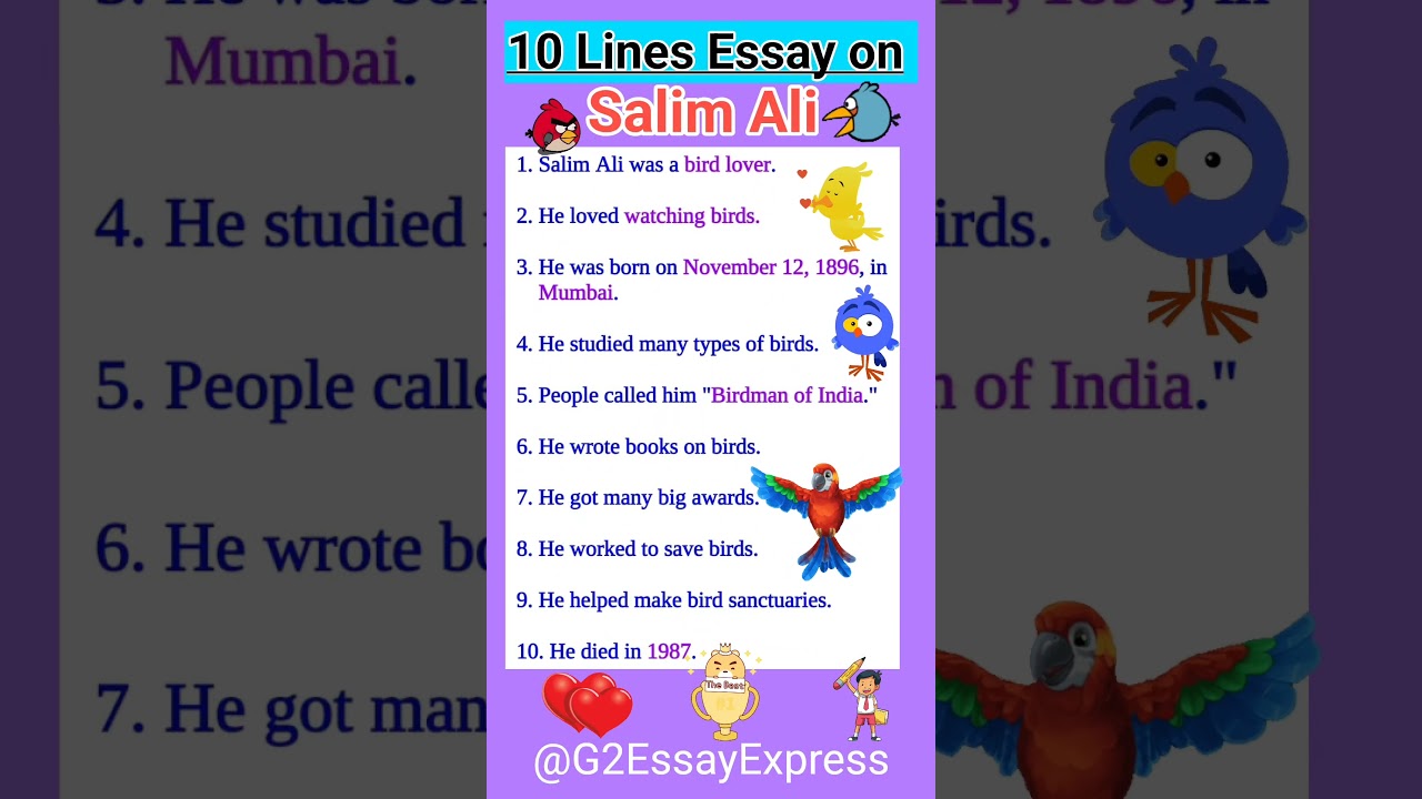 10 lines on Salim Ali | salim ali birdman of india | essay on salim ali  | salim ali ke bare mein