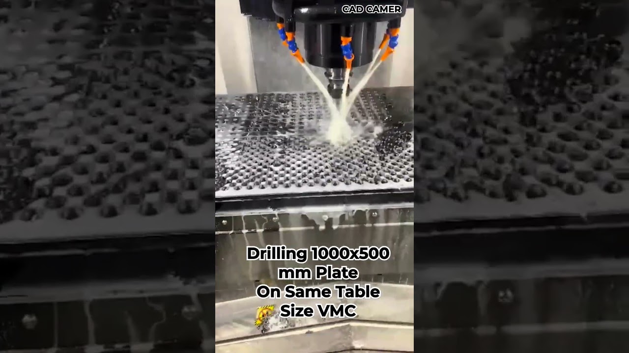 Drilling Plate 1000x500 mm on same Table Size VMC. #shorts #cnc #vmc #cncmachine #drilling #cam #cad