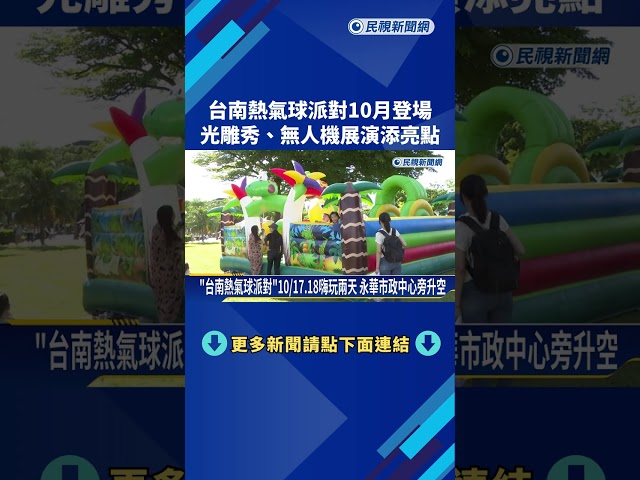 "台南熱氣球派對"10月登場 光雕秀.無人機展演增添亮點－民視新聞