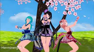 Mmd - Aphmau, Katelyn And Kawaiichan - Tougen Renka Aphmau