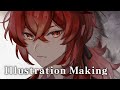 【イラストメイキング6】厚塗りで原神のディルックを描く【Speed Painting】