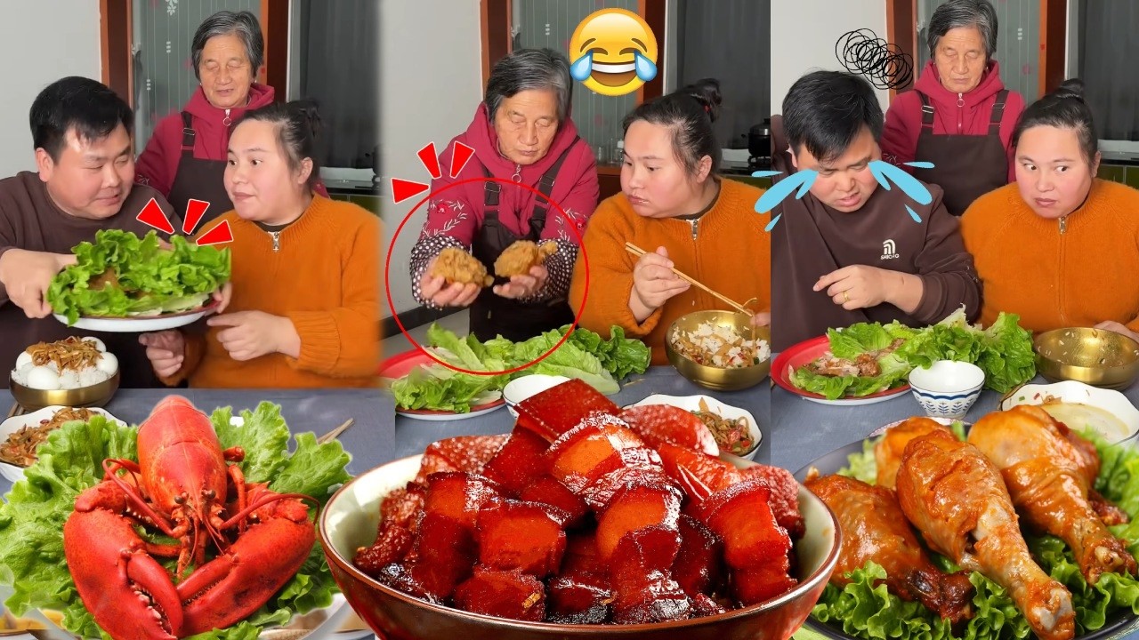 The silly husband hides food, and the mother-in-law and wife set tricks for him—it's so funny.