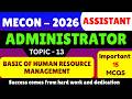 Basic of Human Resource Management MCQS MECON 2026 Assistant Administrator PDF | MECON Assistant PDF