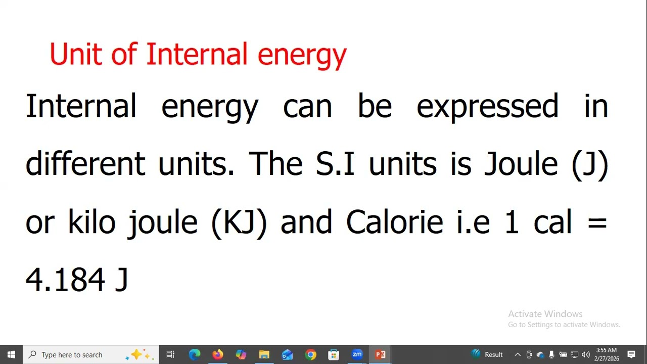 Internal Energy of a system