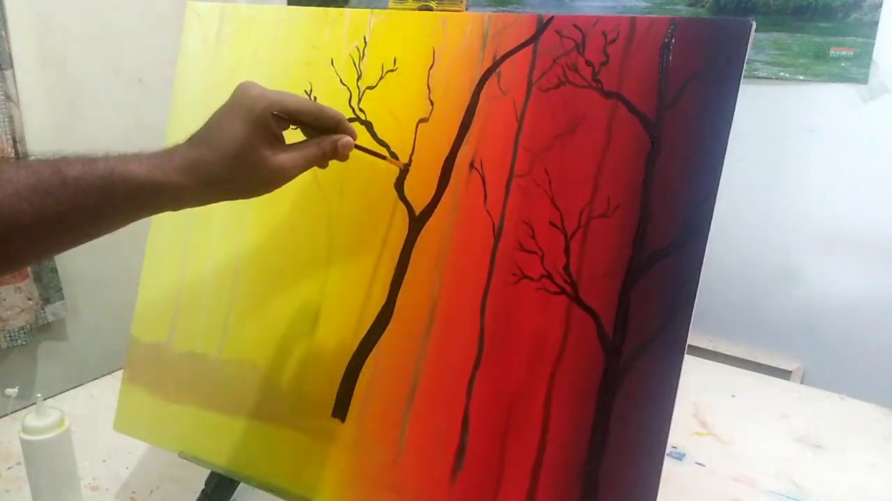 Easy and Simple Landscape painting Demo for beginners. - YouTube