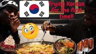 Trying Korean food for the first time!!Bibimbap, Bulgogi, tteokbokki, Budae Jjiggae, bingsu + More.