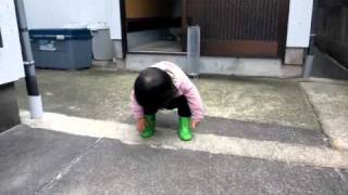 めぐ　長靴　初おろし　ガチャピン