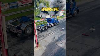 Rolling Coal‼️ #semitruck #semitruckvideos #dieselpower #dragracing #burnout #peterbilt #kenworth