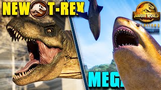 MEGALODON SHOWCASE + NEW T-REX Update!! -  Jurassic World Evolution 2 | DLC Park Manager Pack Review