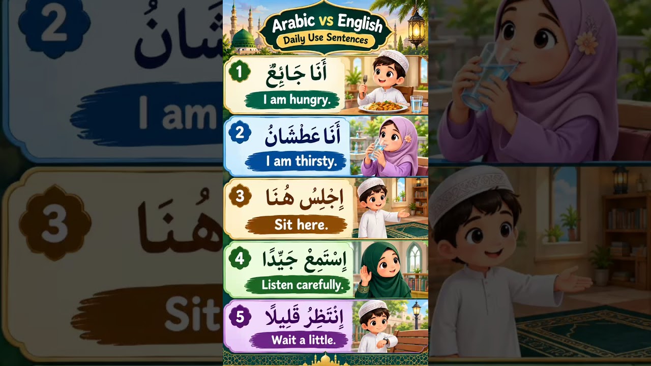 Arabic vs English | 5 Daily use Arabic Sentences